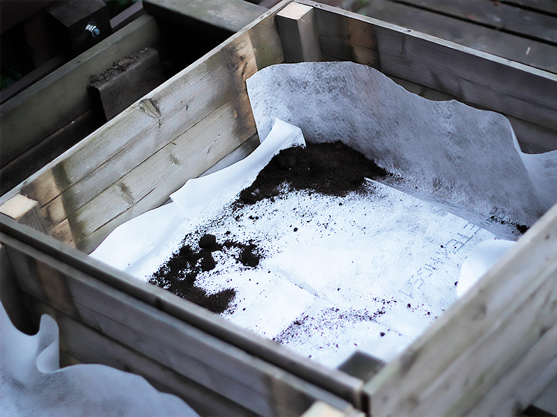 Filling the planter box